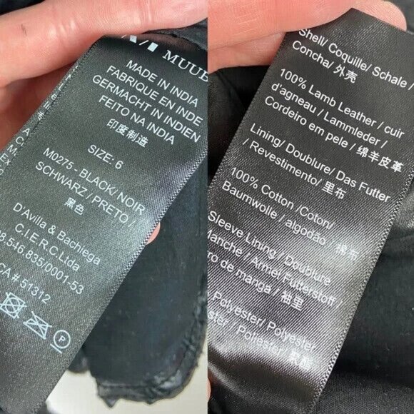 Muubaa 100% Lamb Leather Jacket Black Biker Moto Naiden Size 2 Style M0275‎ Coat - Picture 7 of 13